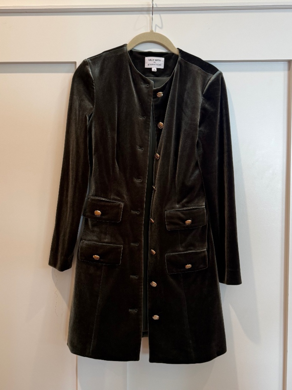 Lilly Sisto for Gianni Bini Black Velvet Gold Button Mini Dress Size 0
